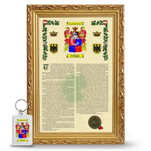 Flechingler Framed Armorial History and Keychain - Gold