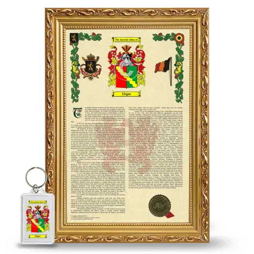 Fleger Framed Armorial History and Keychain - Gold