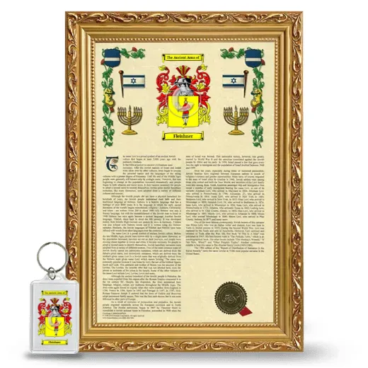 Fleishner Framed Armorial History and Keychain - Gold