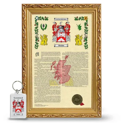 Flemion Framed Armorial History and Keychain - Gold