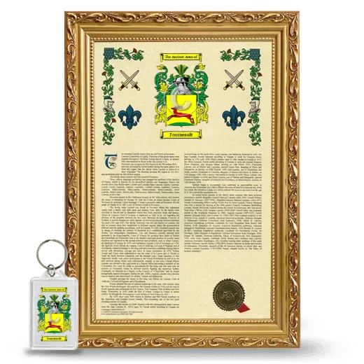 Fourneault Framed Armorial History and Keychain - Gold