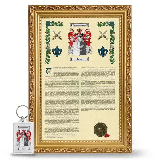Foyot Framed Armorial History and Keychain - Gold