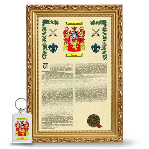 France Framed Armorial History and Keychain - Gold