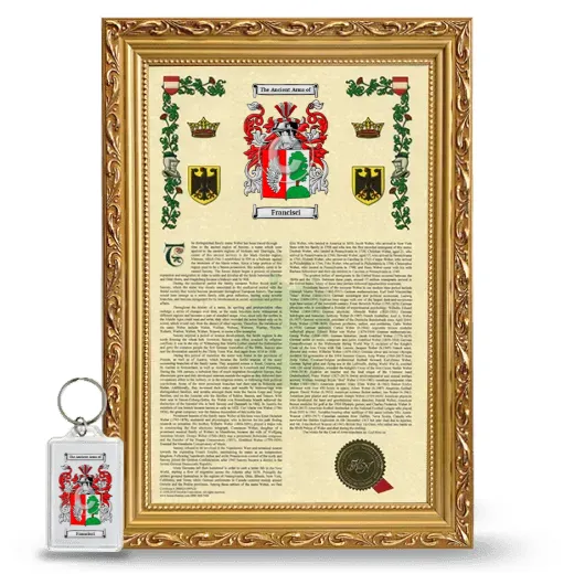 Francisci Framed Armorial History and Keychain - Gold