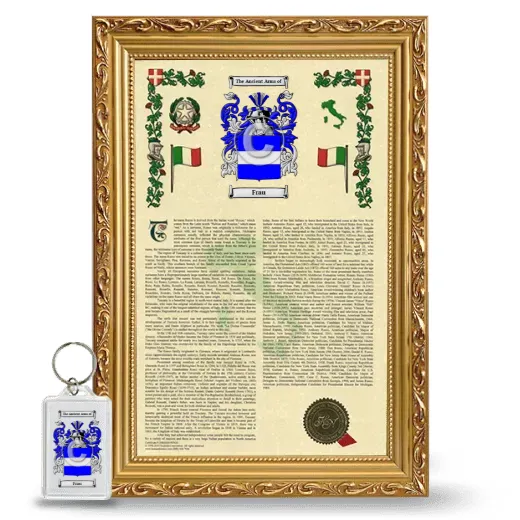 Frau Framed Armorial History and Keychain - Gold