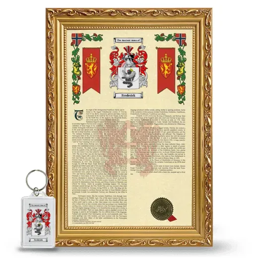 Frederick Framed Armorial History and Keychain - Gold