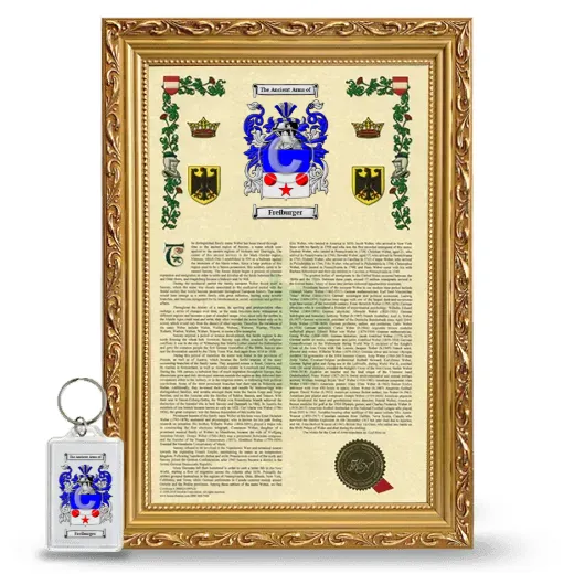 Freiburger Framed Armorial History and Keychain - Gold