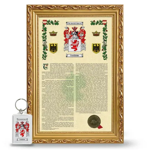 Freisheim Framed Armorial History and Keychain - Gold
