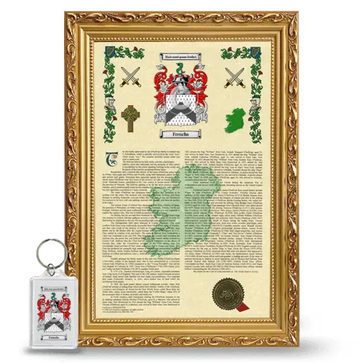 Frenchs Framed Armorial History and Keychain - Gold