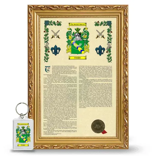 Frenier Framed Armorial History and Keychain - Gold