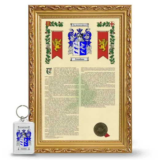 Frensham Framed Armorial History and Keychain - Gold