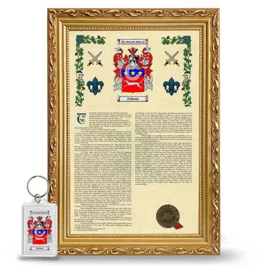Friesen Framed Armorial History and Keychain - Gold