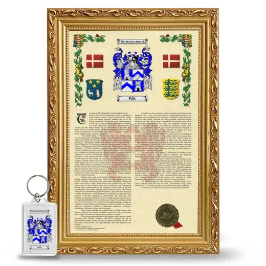 Friis Framed Armorial History and Keychain - Gold
