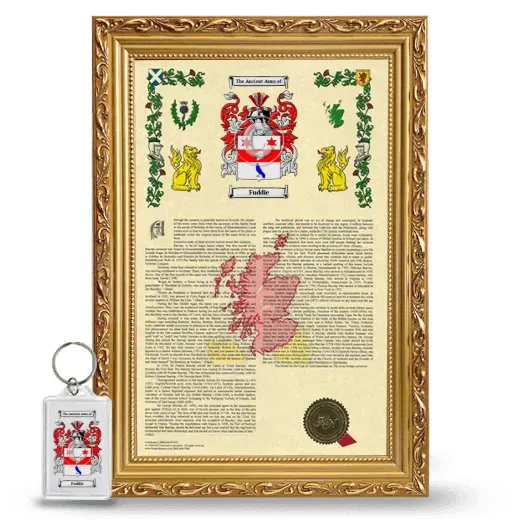 Fuddie Framed Armorial History and Keychain - Gold