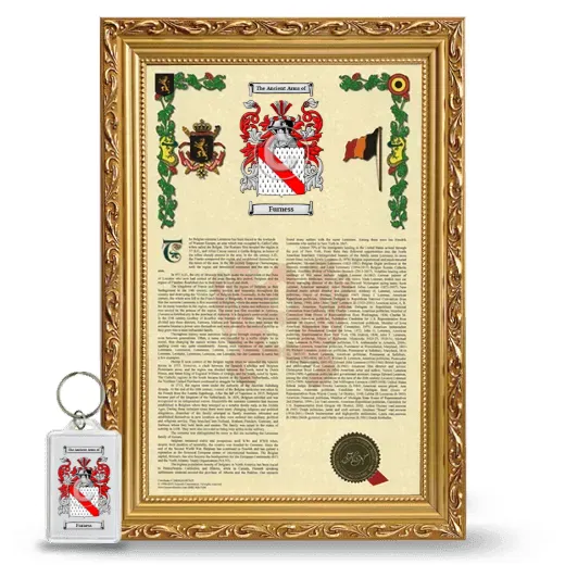 Furness Framed Armorial History and Keychain - Gold