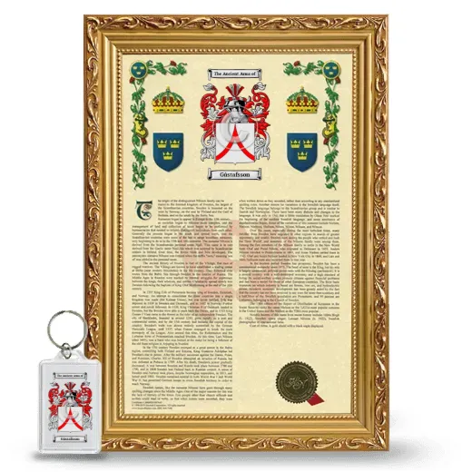 Gústafsson Framed Armorial History and Keychain - Gold