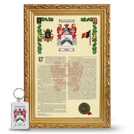 Gaber Framed Armorial History and Keychain - Gold