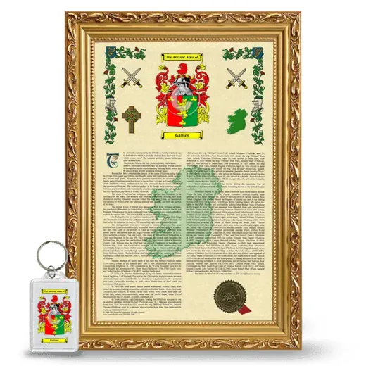 Gaines Framed Armorial History and Keychain - Gold
