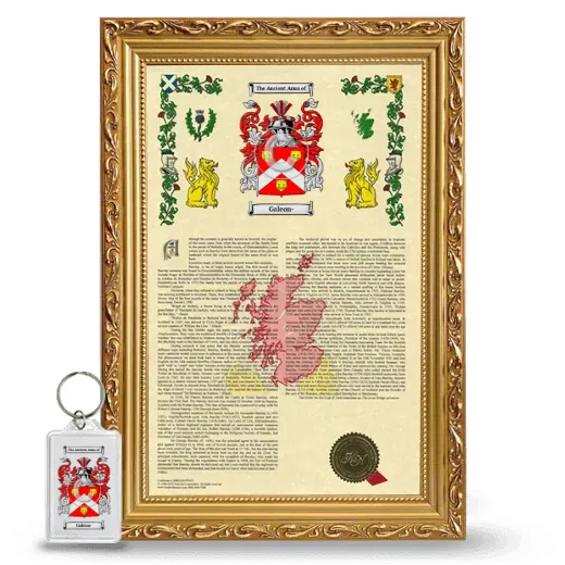 Galeon- Framed Armorial History and Keychain - Gold