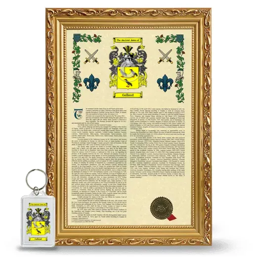 Gallaud Framed Armorial History and Keychain - Gold