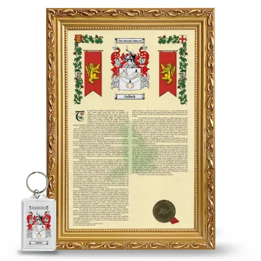 Gallock Framed Armorial History and Keychain - Gold
