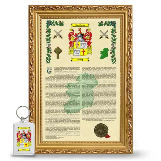 Gallwy Framed Armorial History and Keychain - Gold