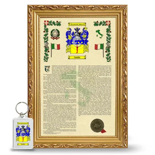 Gamba Framed Armorial History and Keychain - Gold