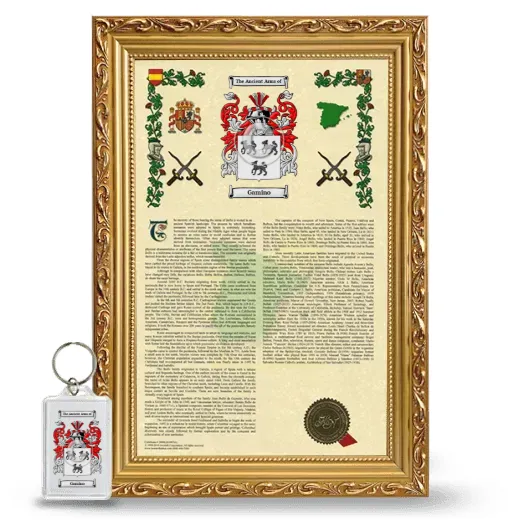 Gamino Framed Armorial History and Keychain - Gold