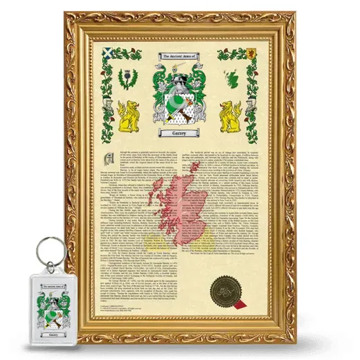 Garrey Framed Armorial History and Keychain - Gold