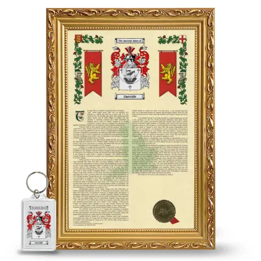 Gartside Framed Armorial History and Keychain - Gold