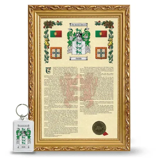 Garzia Framed Armorial History and Keychain - Gold