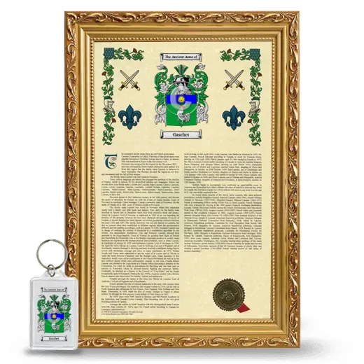 Gaschet Framed Armorial History and Keychain - Gold