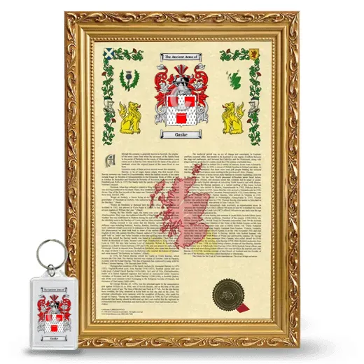 Gaske Framed Armorial History and Keychain - Gold