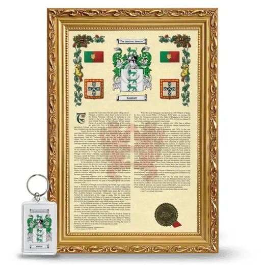 Gasset Framed Armorial History and Keychain - Gold