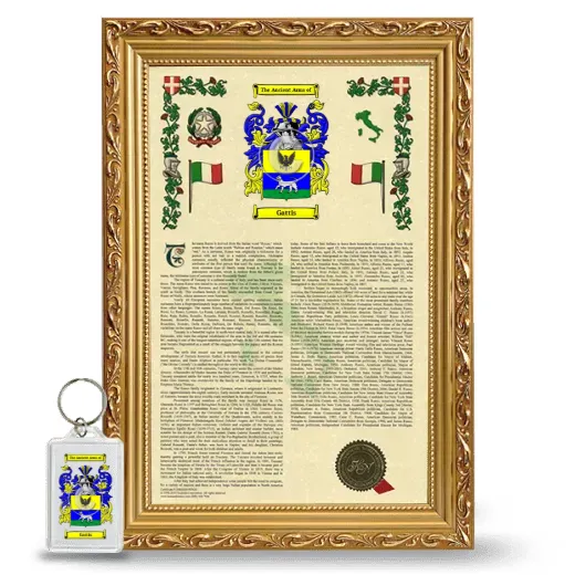 Gattis Framed Armorial History and Keychain - Gold