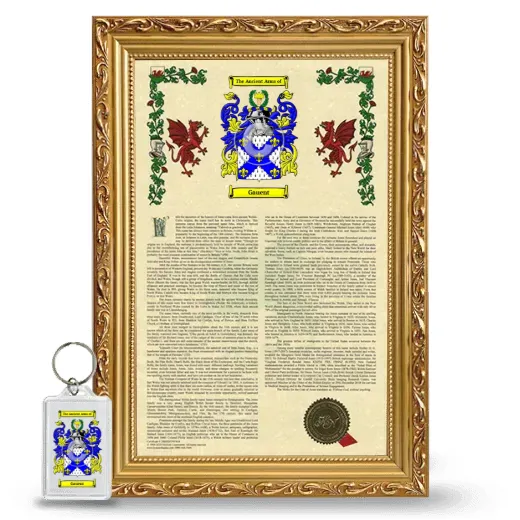 Gauent Framed Armorial History and Keychain - Gold
