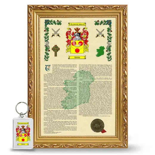Gaven Framed Armorial History and Keychain - Gold