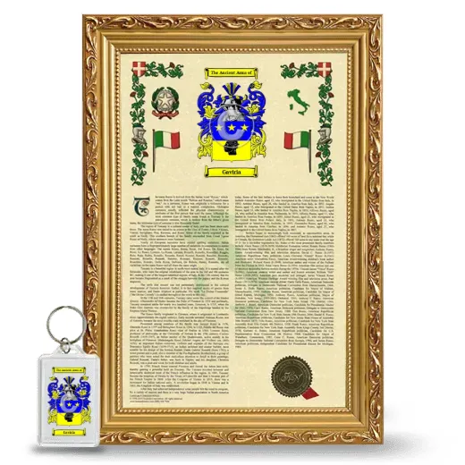 Gaviria Framed Armorial History and Keychain - Gold