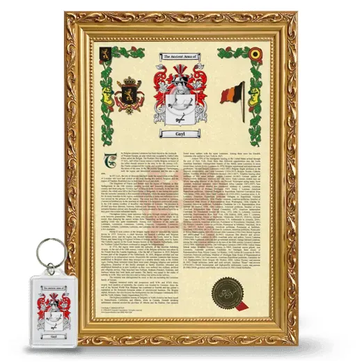Gayl Framed Armorial History and Keychain - Gold
