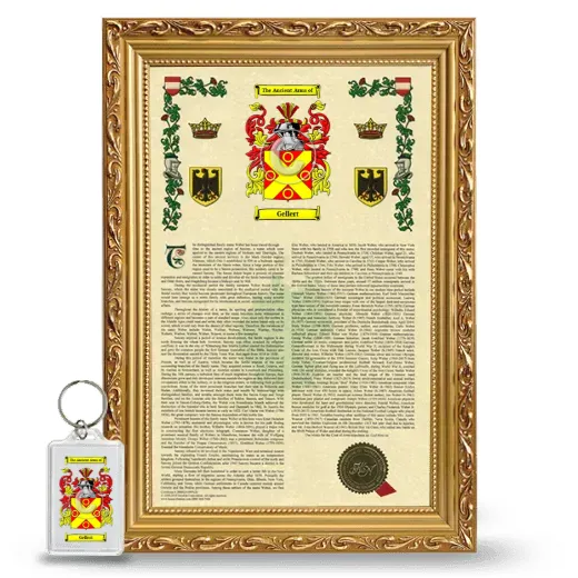 Gellert Framed Armorial History and Keychain - Gold