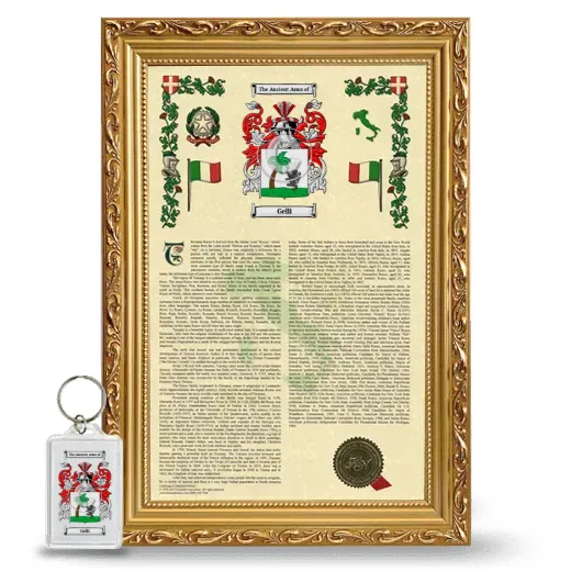 Gelli Framed Armorial History and Keychain - Gold