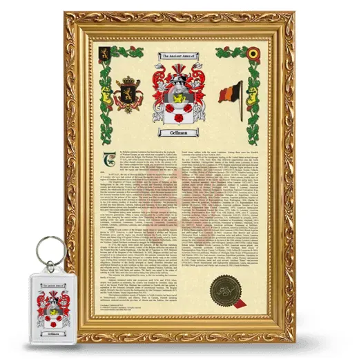 Gellman Framed Armorial History and Keychain - Gold