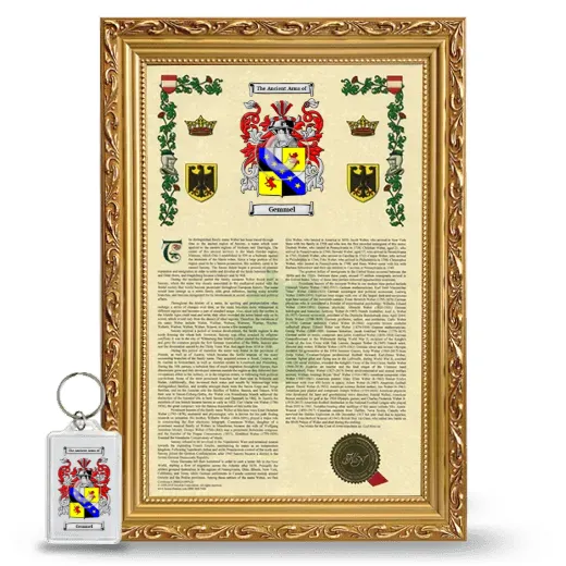 Gemmel Framed Armorial History and Keychain - Gold