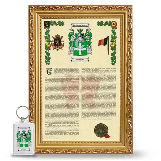 Gendron Framed Armorial History and Keychain - Gold