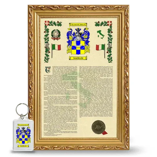Gentileschi Framed Armorial History and Keychain - Gold