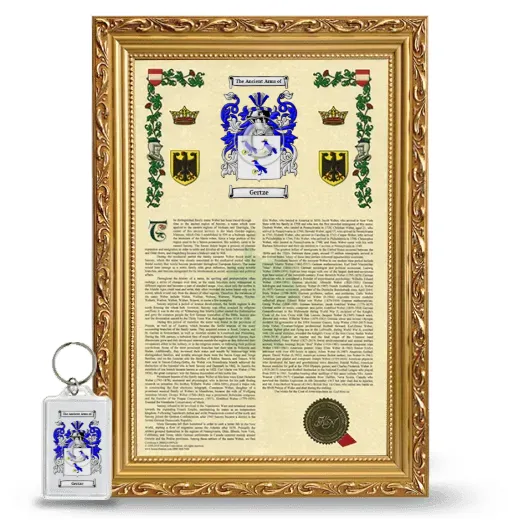 Gertze Framed Armorial History and Keychain - Gold