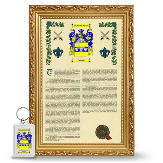 Gervais Framed Armorial History and Keychain - Gold