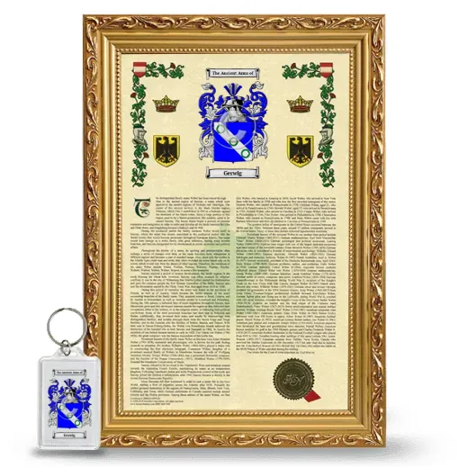 Gerwig Framed Armorial History and Keychain - Gold