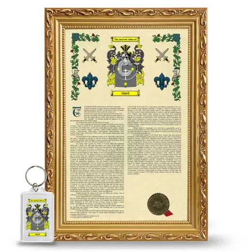 Giard Framed Armorial History and Keychain - Gold