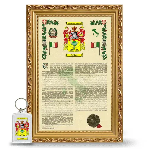 Giglione Framed Armorial History and Keychain - Gold